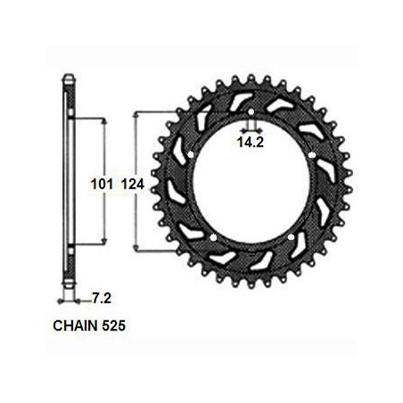 REAR SPROCKET, STEEL SUNR1-4442-43