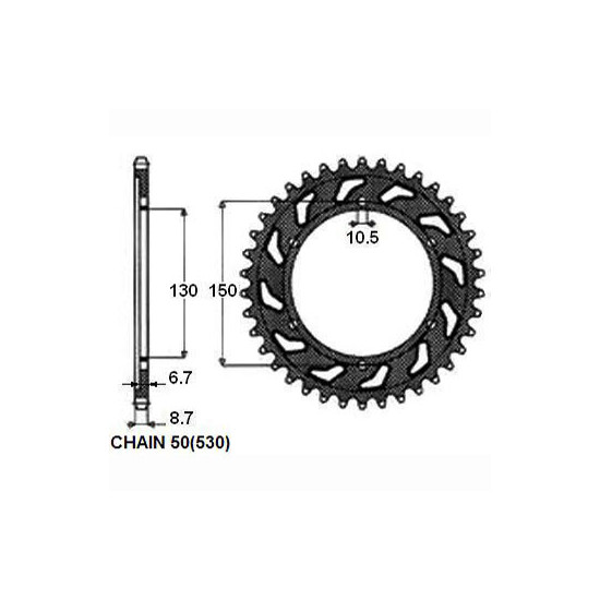 REAR SPROCKET STEEL SUNR1-5601-43