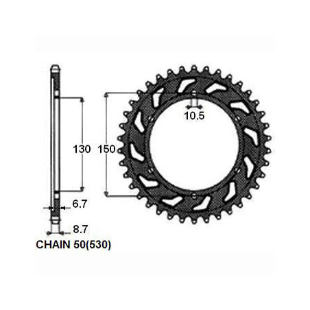 REAR SPROCKET STEEL SUNR1-5601-43