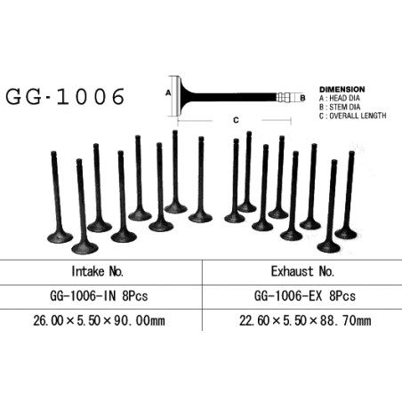 VESRAH įsiurbimo vožtuvas HONDA CB 900F 79-83 (SC01, SC09), CB 1100F/R 82-85 (OEM: 14711-438-000) (1vnt.) (MADE IN JAPAN)