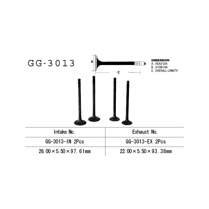 VESRAH intake valve SUZUKI GZ 250 99-10, GN 250, DR 250, LT 300 E '87-89' (OEM: 12911-38200) (1pc.) (MADE IN JAPAN)