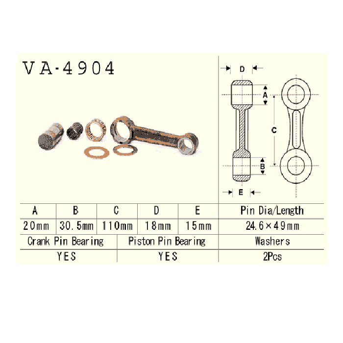 VESRAH connecting rod KAWASAKI JS 550 (550 SX) '91-'96 (C1,C2,C3,C4,C5) (watercraft) to ORDER (MADE IN JAPAN)