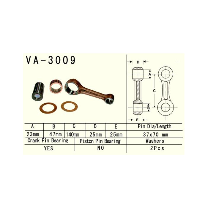 VESRAH connecting rod SUZUKI LTA/LTF 500 VINSON '02-'07, QUADRUNER '98-'02, CF-MOTO 500, ARCTIC CAT XT 550/700 '09- (VA3009) (LT