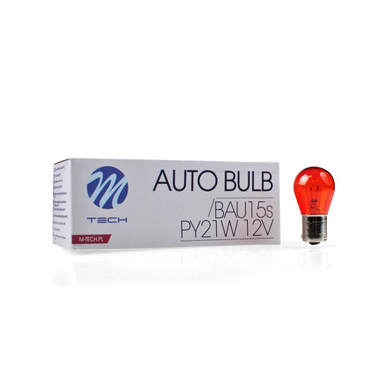 M-TECH PY21W 12V 21W BAU15S GINTARINĖS SPALVOS LEMPUTĖ
