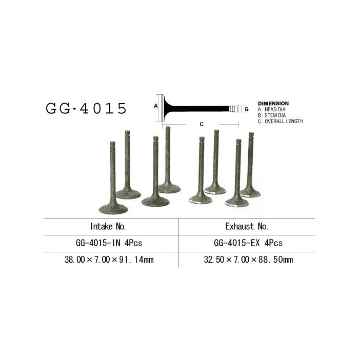 VESRAH intake valve KAWASAKI KLR 650 '87-'09, GPZ 1100 UNITRAK '83-'85, ZN 1100B LTD '84-85' (OEM: 12004-1021,12004-1087)