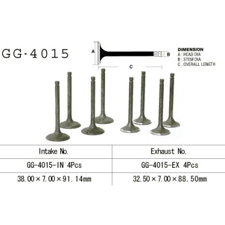 VESRAH įsiurbimo vožtuvas KAWASAKI KLR 650 '87-'09, GPZ 1100 UNITRAK '83-'85, ZN 1100B LTD '84-85' (OEM: 12004-1021,12004-1087)