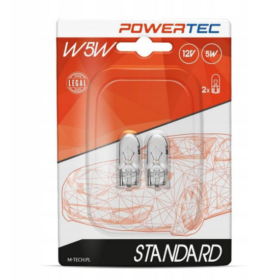 POWERTEC M-TECH bulb 12V 5W W2.1X9.5D W5W standard (2 pcs.)