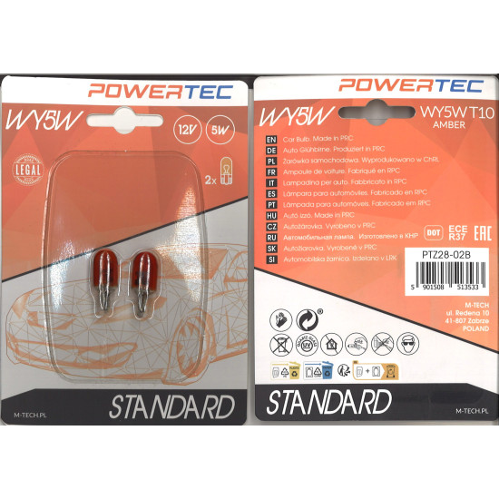 POWERTEC M-TECH bulb 12V 5W WY5W AMBER STANDARD (2 pcs.)