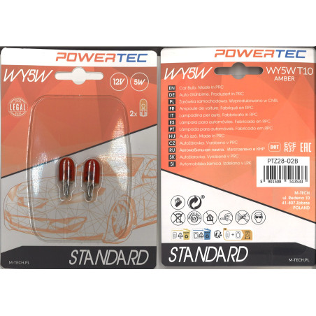 POWERTEC M-TECH lemputė 12V 5W WY5W AMBER STANDART (2 vnt.)