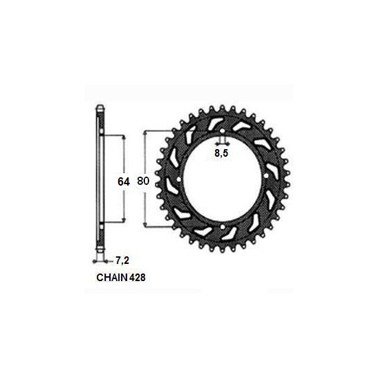 REAR SPROCKET STEEL SUNR1-2117-45