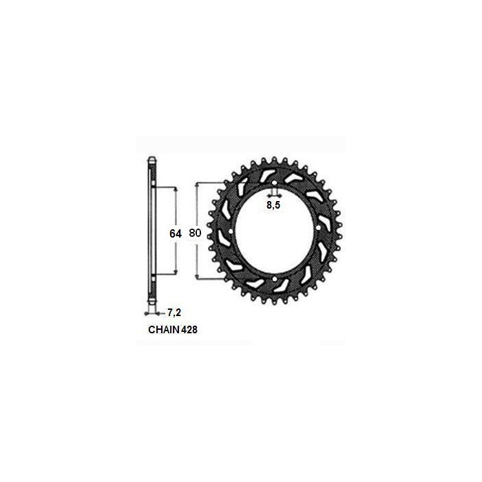 REAR SPROCKET STEEL SUNR1-2117-45