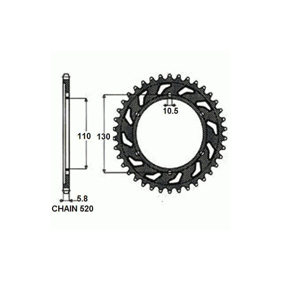 REAR SPROCKET STEEL SUNR1-3471-43