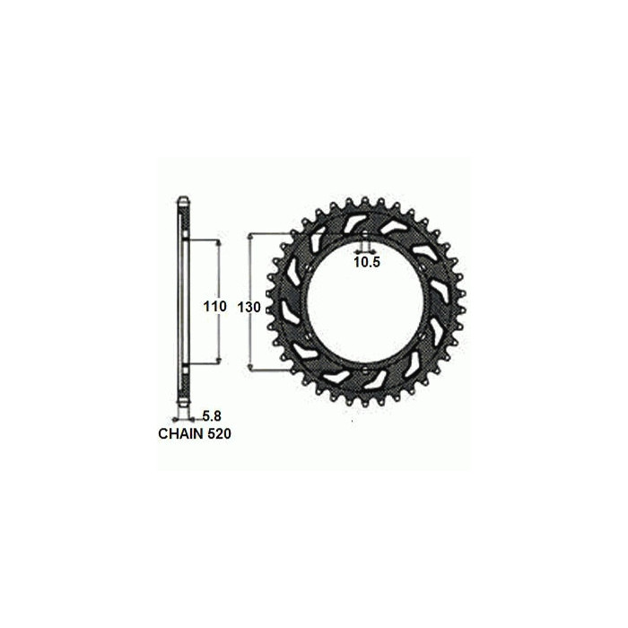 REAR SPROCKET STEEL SUNR1-3471-43