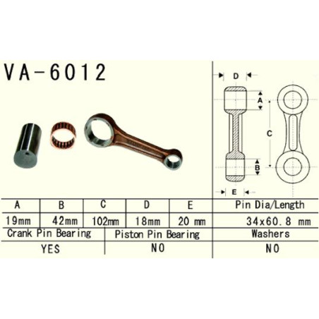 VESRAH connecting rod YAMAHA YZF 426 (YZ426F) '00-'02 (VA6012) (MADE IN JAPAN)