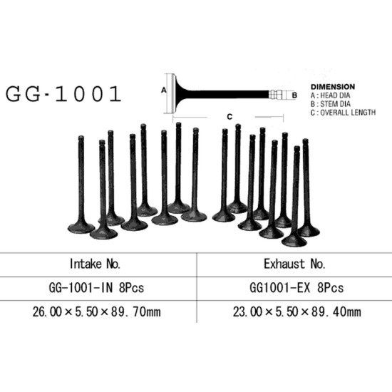 VESRAH intake valve HONDA VF 750F 82-86, VF 750C 82-84, VF 750S 82-84 (26.0X5.50X89.7mm) (OEM:14711-MB0-000) (1pc.) (MADE