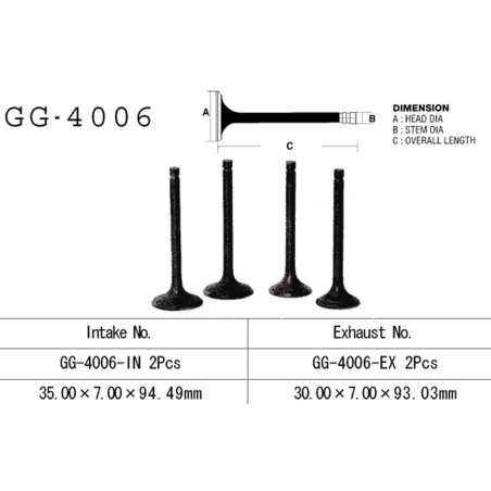 VESRAH įsiurbimo vožtuvas KAWASAKI KZ 400 '78-79' (OEM: 12004-1001) (1vnt.) (MADE IN JAPAN)