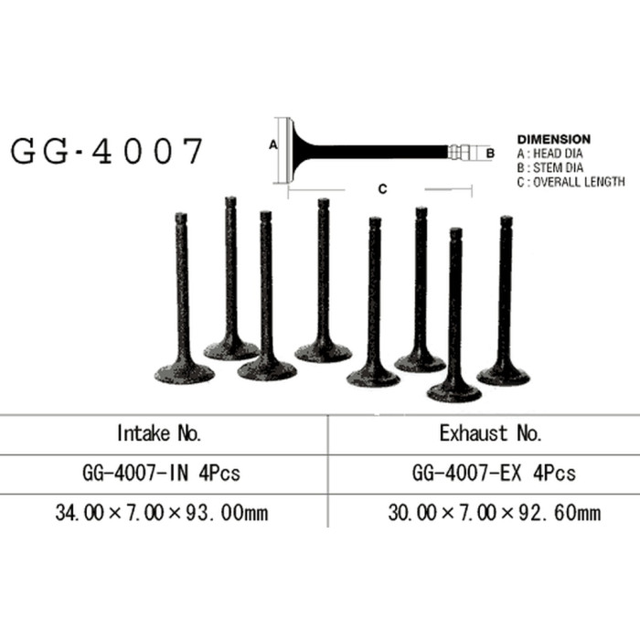 VESRAH intake valve KAWASAKI KZ 650 '81-83' KZ 750 '80-82' (OEM: 12004-1007) (1pc.) (MADE IN JAPAN)