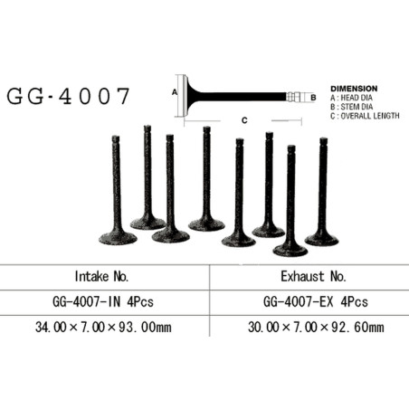 VESRAH intake valve KAWASAKI KZ 650 '81-83' KZ 750 '80-82' (OEM: 12004-1007) (1pc.) (MADE IN JAPAN)