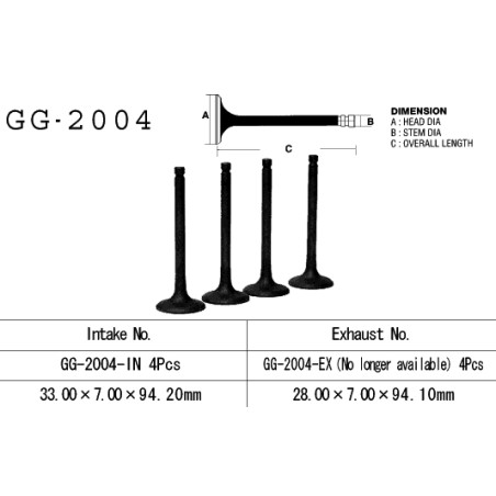 VESRAH intake valve YAMAHA XJ 650 80-84, XJ650 80-84, XJ 750 '82-85' (33,0X7,00X94,20) (OEM: 16G-12111-00,4H7-12111-00) (1