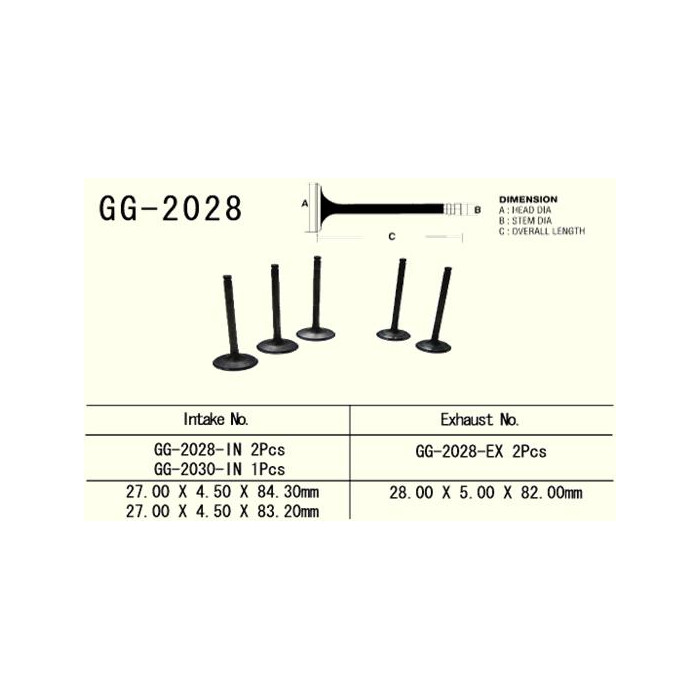 VESRAH intake valve YAMAHA YZF 400/426 (for 1 engine) middle (OEM: 5BE-12111-10) (1pc.) (MADE IN JAPAN)