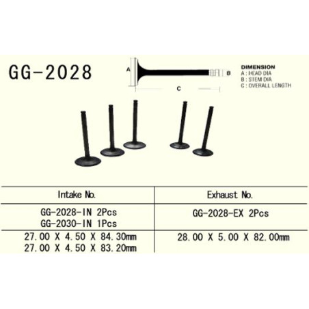 VESRAH intake valve YAMAHA YZF 400/426 (for 1 engine) middle (OEM: 5BE-12111-10) (1pc.) (MADE IN JAPAN)