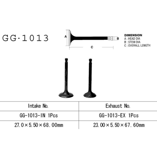 VESRAH intake valve HONDA ATC 90 '71-'78, ATC 110 '79-'85, CT 90 '70-'79, ST 90 '73-'75 (OEM: 14711-943-801,14711-943-801)