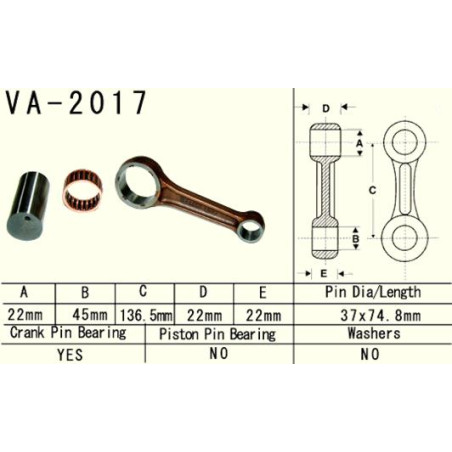 VESRAH connecting rod YAMAHA YFM 660 (YFM660) RAPTOR '01 (VA2017) (MADE IN JAPAN)