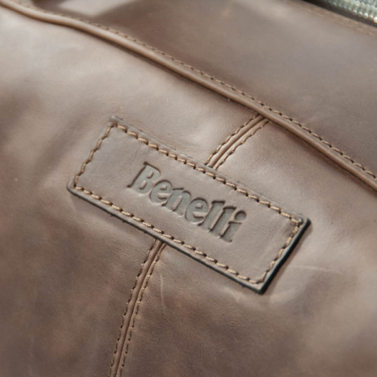 BENELLI BROWN LEATHER TRAVEL BAG