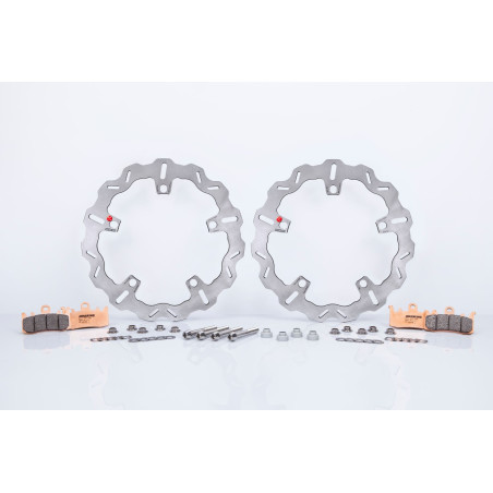 BRAKE DISC SET, WAVES, 320 MM, BRAKE PADS AND BOLTS, BRAKING OKWH01