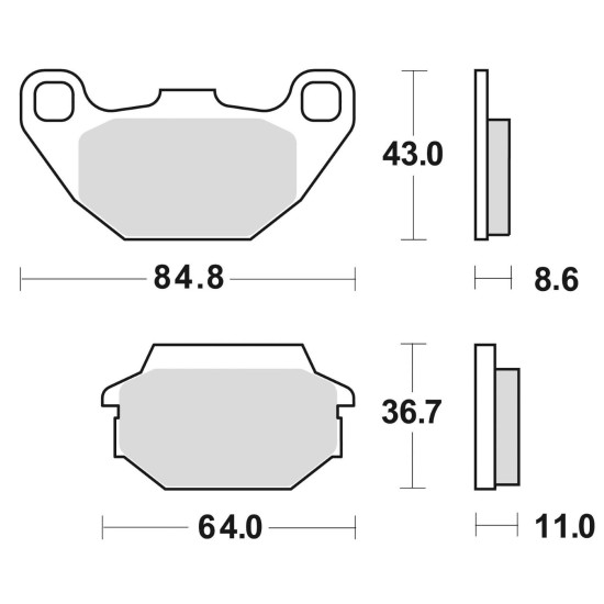 BRAKE PADS, BRAKES, SEMI-METALLIC, 869SM1