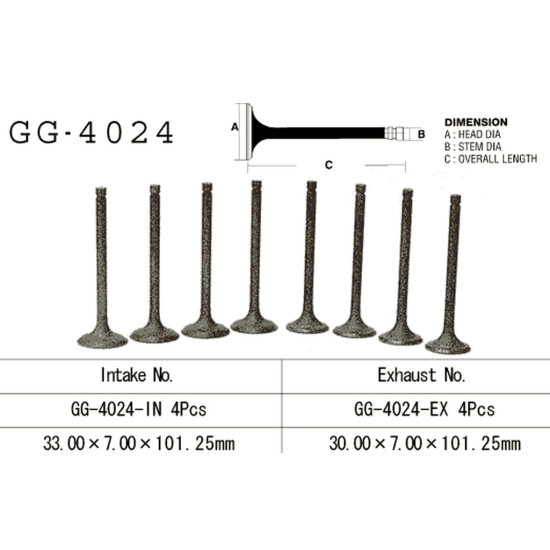 VESRAH intake valve KAWASAKI VN 1500/1600 '87-'08 (OEM: 12004-1072) (1pc.) (MADE IN JAPAN)