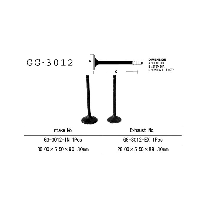 VESRAH intake valve SUZUKI GN 125 82-, DR 125 82-85, FL 125 '07-17' (30,00X5,5X90,30mm) (OEM: 12911-05211) (1pc.) (MADE I