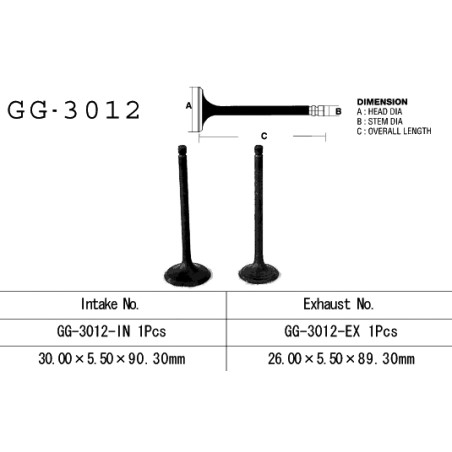 VESRAH intake valve SUZUKI GN 125 82-, DR 125 82-85, FL 125 '07-17' (30,00X5,5X90,30mm) (OEM: 12911-05211) (1pc.) (MADE I