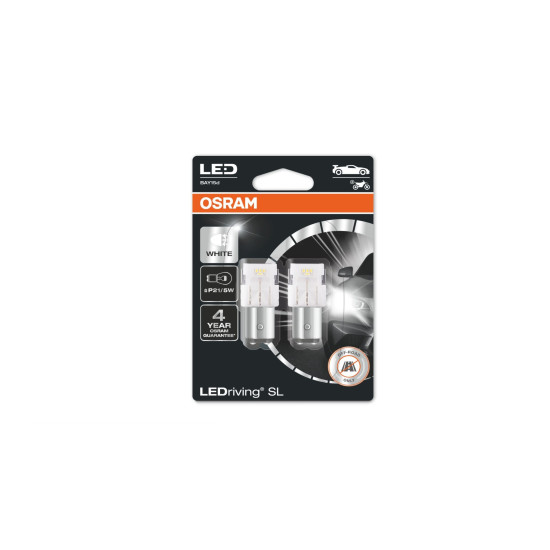 LED lemputė OSRAM LEDRIVING 2 vnt. 7528DWP-02B 2W / 12V BAY15D P21 / 5W balta 6000K