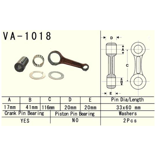VESRAH connecting rod HONDA TRX 350 RANCHER '99-'06 (VA1018) pin 17mm (MADE IN JAPAN)