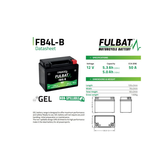 GELIO AKUMULIATORIUS FULBAT FB4L-B
