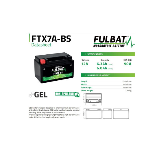 GELIO AKUMULIATORIUS FULBAT FTX7A-BS