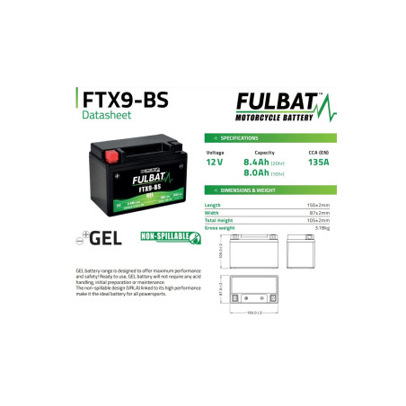 GELIO AKUMULIATORIUS FULBAT FTX9-BS