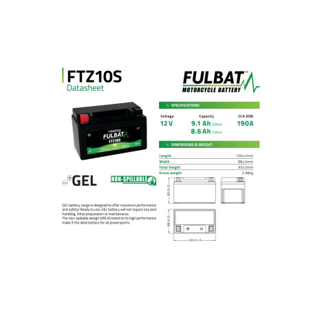 GELIO AKUMULIATORIUS FULBAT FTZ10S