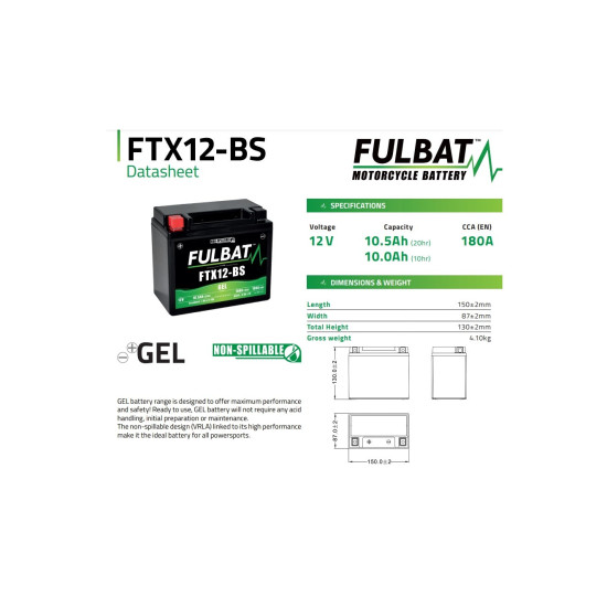 GELIO AKUMULIATORIUS FULBAT FTX12-BS