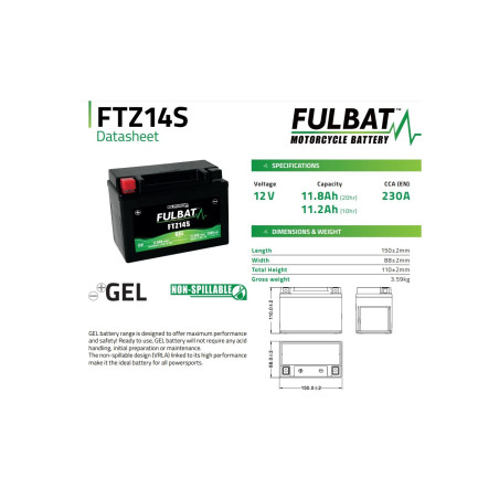 GELIO AKUMULIATORIUS FULBAT FTZ14S