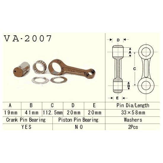 VESRAH connecting rod YAMAHA YFM 350 (YFM350) RAPTOR '07-'13, WARRIOR, WOLVERINE '87-'09, BIG BEAR 350 '87-'99 (VA2007) (MADE IN