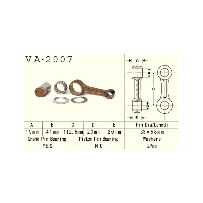 VESRAH connecting rod YAMAHA YFM 350 (YFM350) RAPTOR '07-'13, WARRIOR, WOLVERINE '87-'09, BIG BEAR 350 '87-'99 (VA2007) (MADE IN