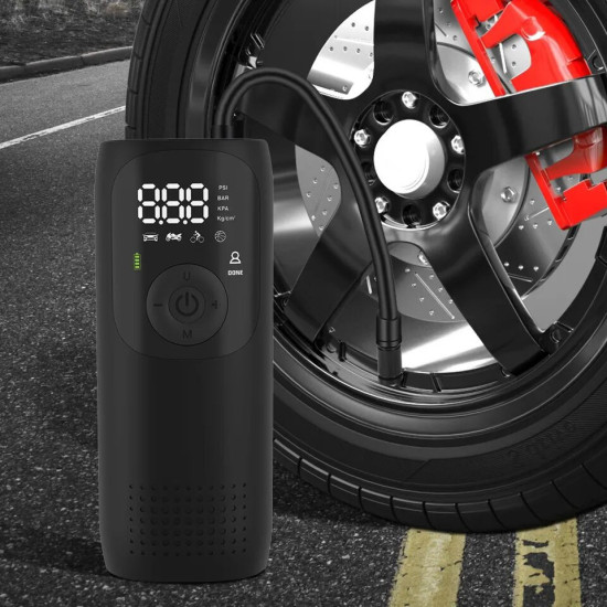 MINI ORO KOMPRESORIUS (SIURBLYS) DVIRAČIAMS, MOTOROLERIAMS, MOTOCIKLUI, AUTOMOBILIUI 150 PSI