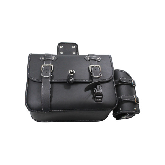 UNIVERSAL MOTORCYCLE SADDLE BAGS WITH BOTTLE HOLDERS, ECO LEATHER