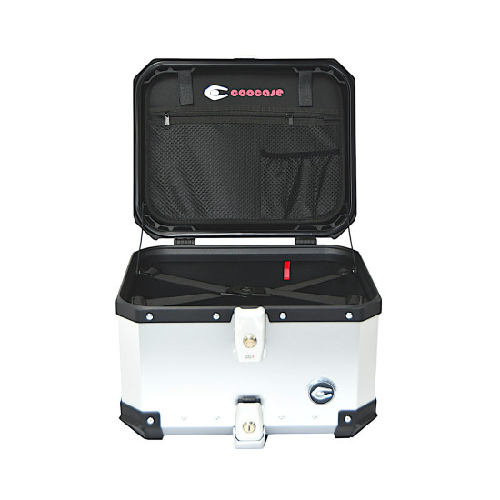 Set of 3 aluminum boxes (30 l asymmetric + 36 l + 45 l) silver-colored boxes