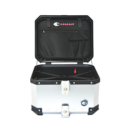 Set of 3 aluminum boxes (30 l asymmetric + 36 l + 45 l) silver-colored boxes