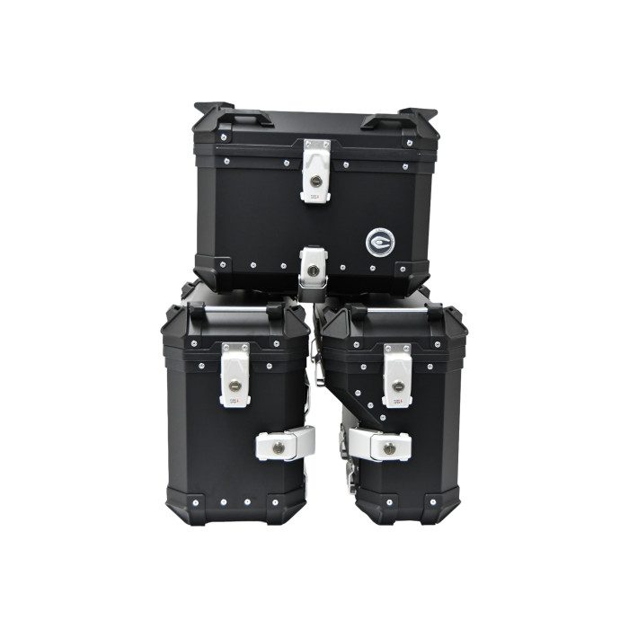 Set of 3 aluminum boxes (30 l asymmetric + 36 l + 45 l) black "Coocase"
