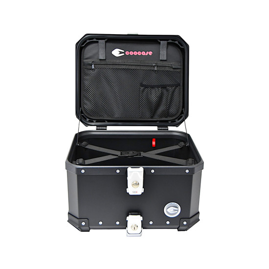 3 aliuminio dėžių rinkinys (30 l asimetrinės + 36 l + 45 l) juodos spalvos „Coocase“