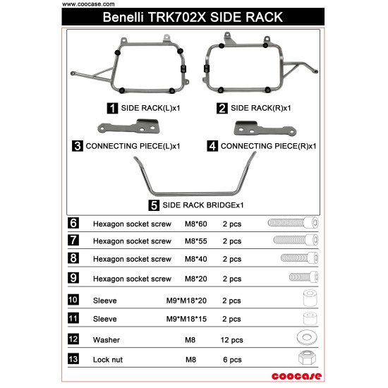 „COOCASE“ ŠONINIO DĖŽUTĖS RĖMAS SIDABRINIS BENELLI TRK 702 TRK 702X